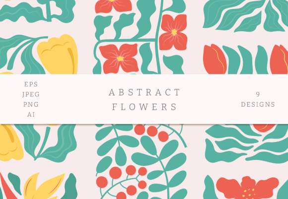 ABSTRACT FLOWERS Designs PNG SVG Bundle