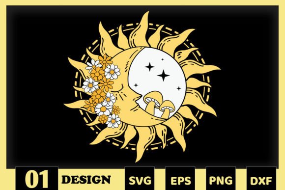Boho Mystical Moon and Sun Floral