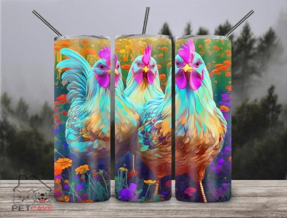Chickens Floral Tumbler PNG