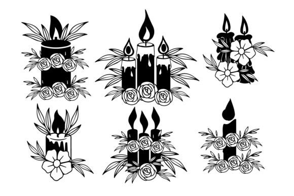Christmas Candle Floral Leaf