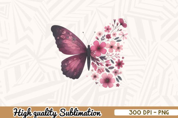Dark Floral Butterfly Sublimation