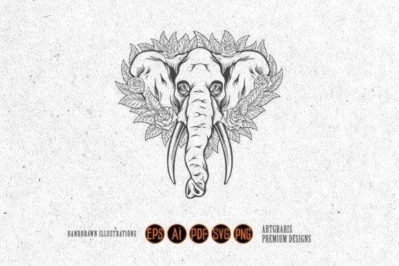 Dead Beauty Elephant with Floral Accents