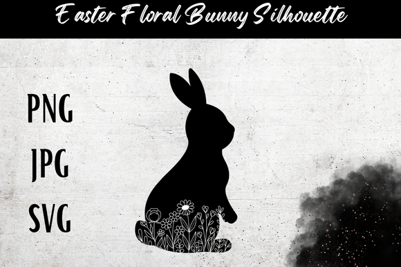 Easter Floral Bunny Silhouette