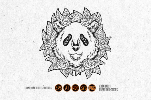 Festive Floral Panda Head Dia De Los Mue