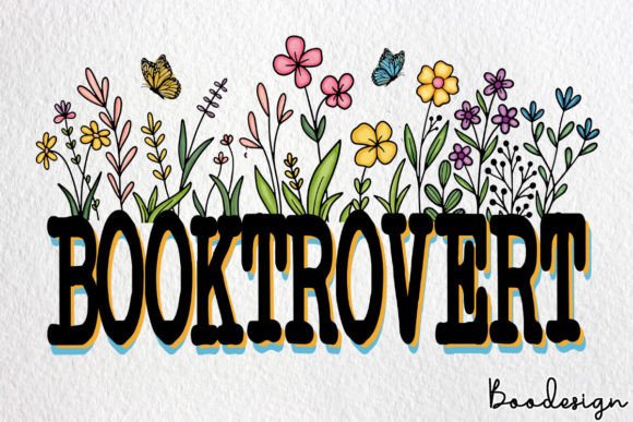 Floral Booktrovert PNG