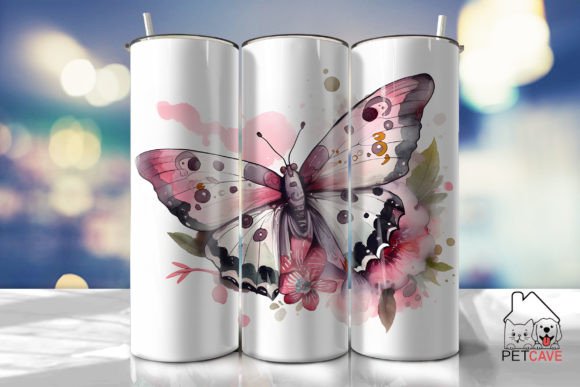 Floral Butterfly Watercolor Tumbler