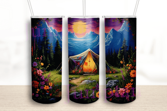 Floral Camping Tent Tumbler