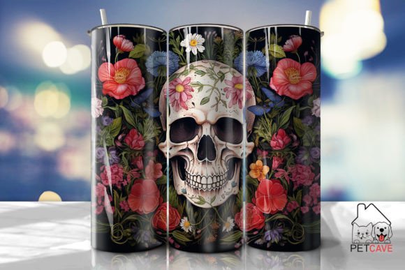 Floral Skull Tumbler Wrap