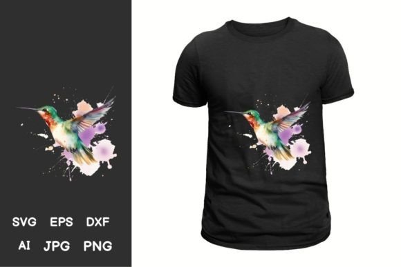 Floral Watercolor Hummingbird Design