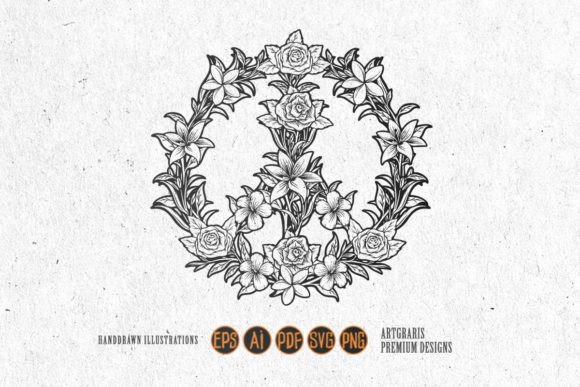 Hippie Life Floral Peace Sign