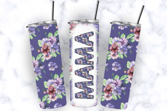 MAMA Purple Floral Seamless Tumbler