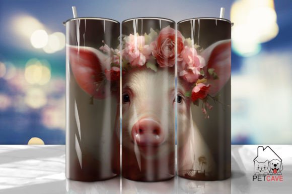 Nostalgic Floral Pig Tumbler Wrap