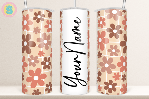 Retro Floral Add Your Name Tumbler Wrap