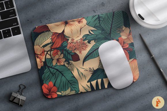Retro Tropical Floral Mouse Pad 03