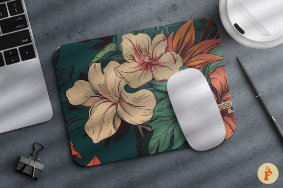 Retro Tropical Floral Mouse Pad 04