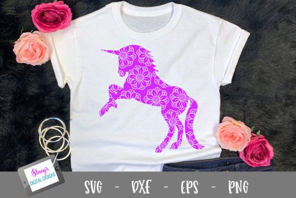 Unicorn with Floral Mandala Design 2