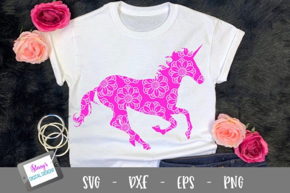 Unicorn with Floral Mandala Design 3