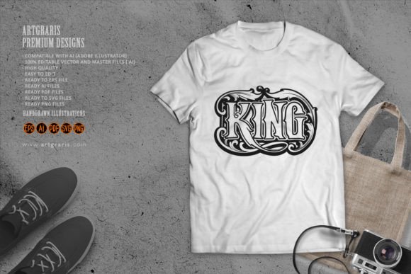 Vintage King Lettering Word Frame Floral