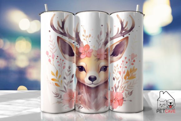 Watercolor Fox Floral Tumbler Wrap